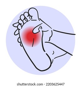 Foot pain vector isolated. Medical illustration, physical injury, orthopedic disease. Problems with foot sole