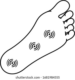 Foot pain. Vector outline icon.
