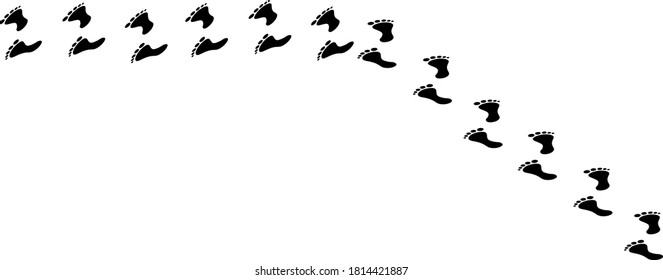 Camino del pie con vector de fondo blanco o ilustración