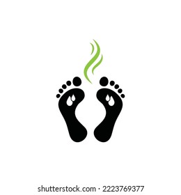 Foot Perspiration Icon, Smelly Feet Symbol, Sweaty Legs, Smell Human Bare Foot Prints, Perspiration Concept, Vector Illustration