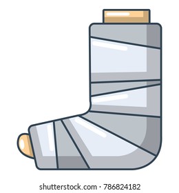 Foot in plaster icon. Cartoon illustration of foot in plaster vector icon for web.