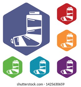 Foot in plaster icon. Simple illustration of foot in plaster vector icon for web.