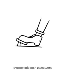 Foot Presses Gas doodle icon vector hand drawing 