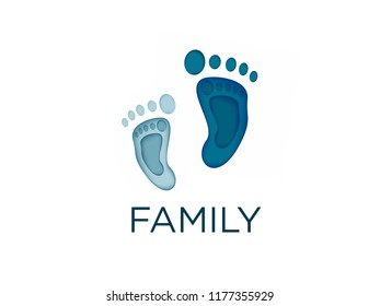 foot print family art paper illustration vector