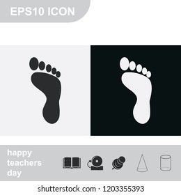 Foot print flat black and white vector icon. Footstep illustration.