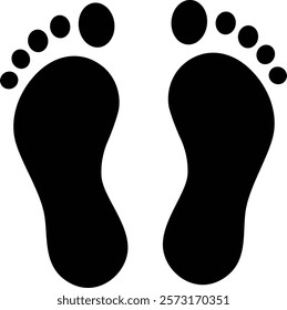 Foot print flat icon silhouette design