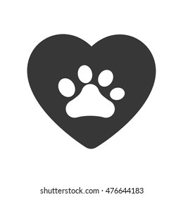foot print heart dog love pet animal icon. Isolated and flat illustration. Vector graphic
