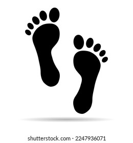 Foot print human sign shadow, track walking design icon, outline vector illustration .