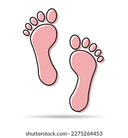 Foot print human sign shadow, track walking design icon, outline vector illustration .
