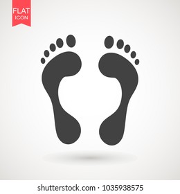 Foot print icon. Bare foot print Black on white feet icon vector , stock vector illustration flat design style