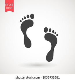 Foot print icon. Bare foot print Black on white feet icon vector , stock vector illustration flat design style