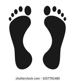 Foot Print Icon. Bare Foot Print Black On White Feet Icon Vector