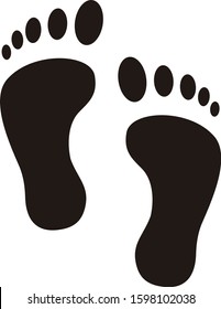 Foot print icon. Bare foot print Black on white feet icon vector , stock vector illustration flat design style