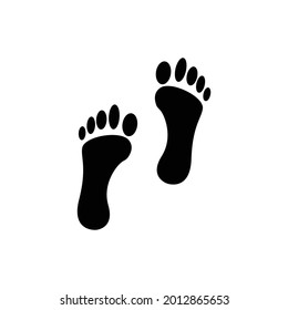 Foot print icon. Bare foot print Black on white feet icon vector , stock vector illustration flat design style