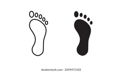 Foot print icon. Bare foot print Black on white feet icon vector , stock vector illustration flat design style