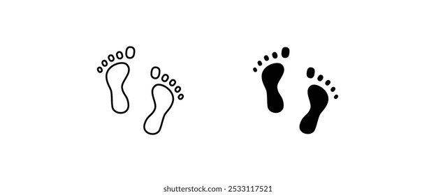 Foot print icon. Bare foot print Black on white feet icon vector , stock vector illustration flat design style