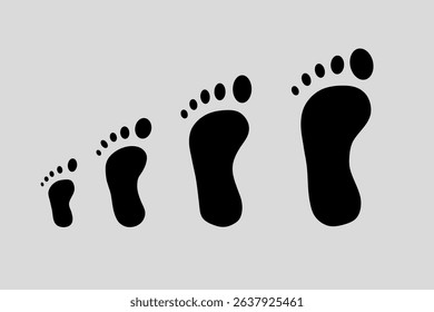 Foot print icon. Bare foot print Black on white feet icon vector , stock vector illustration flat design style