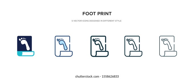 foot print icon in different style vector illustration. two colored and black foot print vector icons designed in filled, outline, line and stroke style can be used for web, mobile, ui