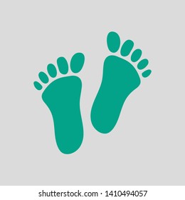 Foot Print Icon. Green on Gray Background. Vector Illustration.