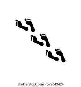 Foot print icon. High quality silhouette sign of human traces for web design or mobile app. Black foot print on white background