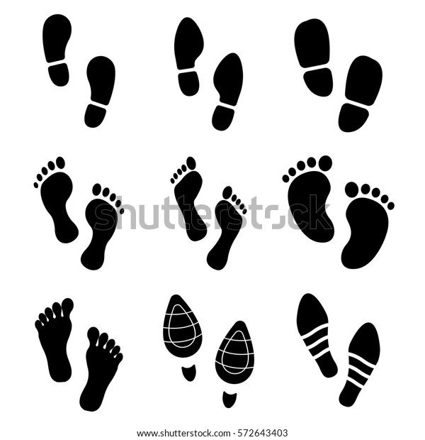 足の印刷アイコン ウェブデザインやモバイルアプリ用の人間のトレースの高品質なシルエットサイン 白い背景に黒い足の印刷 のベクター画像素材 ロイヤリティフリー