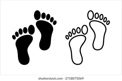 Icono de la impresión del pie aislado. Silueta de huella humana. Símbolo de cuidado de los pies. Concepto de viaje descalzo. Ilustración vectorial