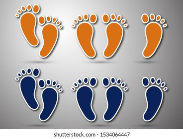 Foot print icon isolated on gray background. Design element for layouts, templates, backgrounds, presentations. Vector illustration