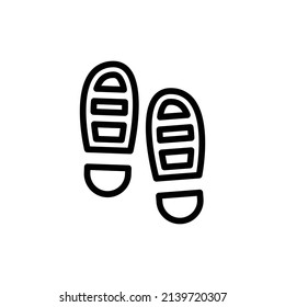 Foot Print Icon. Line Art Style Design Isolated On White Background