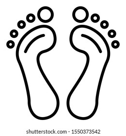 Foot print icon. Outline foot print vector icon for web design isolated on white background