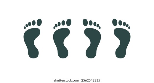 Foot print icon set. Human footstep vector sign. Footprint Icon Set, Human Footstep Vector Illustration for Designs