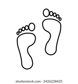 Foot print icon. Simple outline style. Bare foot print, feet, human footstep, footprint concept. Thin line symbol. Vector illustration isolated.