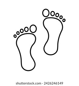 Foot print icon. Simple outline style. Bare foot print, feet, human footstep, footprint concept. Thin line symbol. Vector illustration isolated.