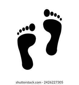 Foot print icon. Simple solid style. Bare foot print, feet, human footstep, footprint concept. Black silhouette, glyph symbol. Vector illustration isolated.