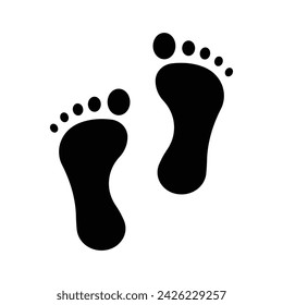 Foot print icon. Simple solid style. Bare foot print, feet, human footstep, footprint concept. Black silhouette, glyph symbol. Vector illustration isolated.