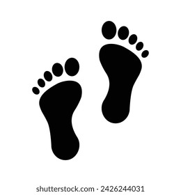 Foot print icon. Simple solid style. Bare foot print, feet, human footstep, footprint concept. Black silhouette, glyph symbol. Vector illustration isolated.