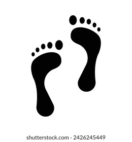 Foot print icon. Simple solid style. Bare foot print, feet, human footstep, footprint concept. Black silhouette, glyph symbol. Vector illustration isolated.