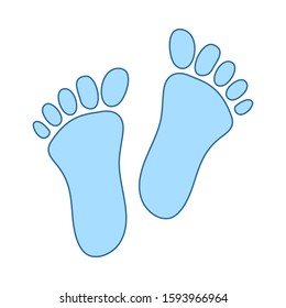 Icono de impresión a pie. Línea Delgada Con Diseño De Relleno Azul. Ilustración vectorial.