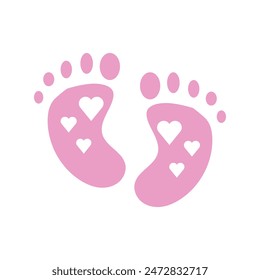 Foot print icon. Two women’s bare feet. Human, female footsteps. Concept of following, skin care. Stock vector illustration isolated on white background.