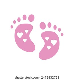 Foot print icon. Two women’s bare feet. Human, female footsteps. Concept of following, skin care. Stock vector illustration isolated on white background.