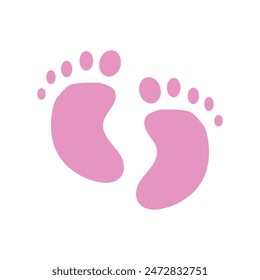 Foot print icon. Two women’s bare feet. Human, female footsteps. Concept of following, skin care. Stock vector illustration isolated on white background.