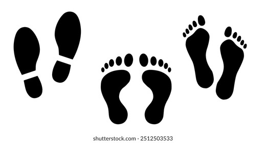Foot print icon vector illustration,Trail shoes on white background.
