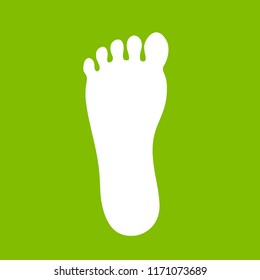 Foot print icon vector isolated on green background