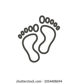 Foot print icon vector. Line feet symbol. Trendy flat outline ui sign design. Thin linear graphic pictogram for web site, mobile application. Logo illustration. Eps10.