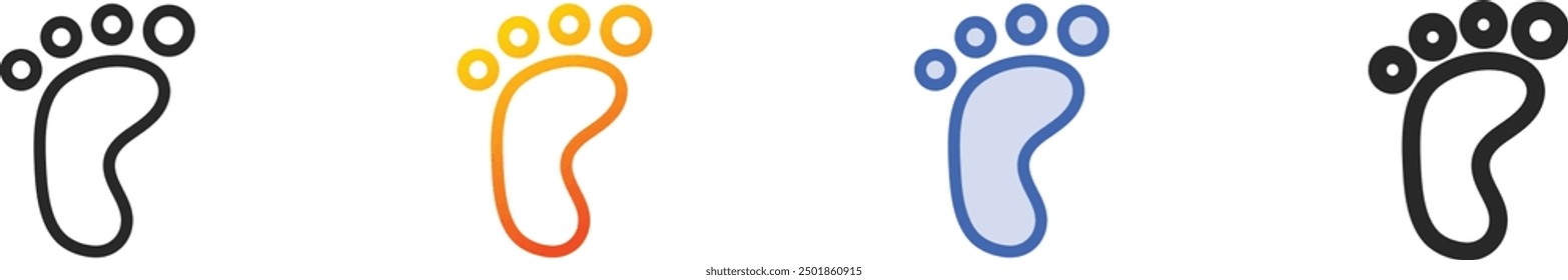 foot print icon.Thin Linear, Gradient, Blue Stroke and bold Style Design Isolated On White Background