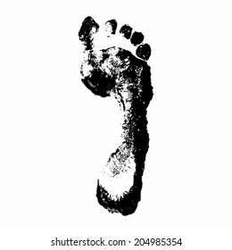 Foot print on white background. Vector illustration.