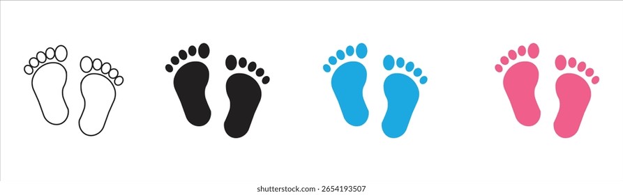 Impressão do pé sobre fundo branco, ilustração vetorial .