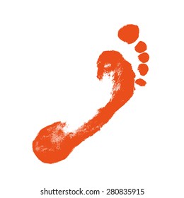 Foot print. Red color. Vector.