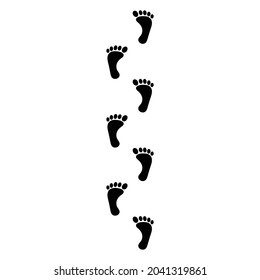 Foot print route vector icon isolated on white background. Vector illustration