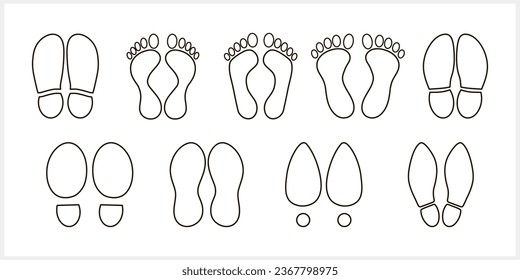 Foot print foot shoes icon isolated. Human footprint silhouette. Footcare Travel barefoot. Vector illustration EPS 10