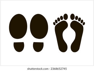 Foot print foot shoes icon isolated. Human footprint silhouette. Footcare Travel barefoot. Vector illustration EPS 10